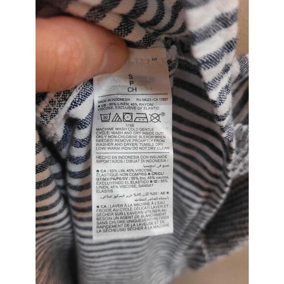 NWT - Old Navy - Fit & Flare Tie Strap Cami Mini Linen Dress - Pinstripe - S - Picture 12 of 13